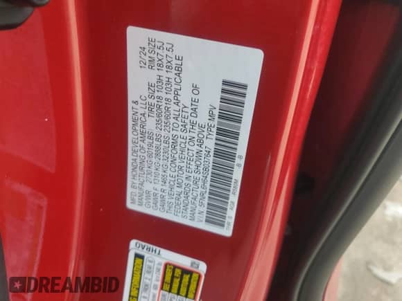 2025 Honda Odyssey EX-L с VIN 5FNRL6H64SB037647, выставлен на аукционе Copart как лот 81836075 с пробегом 10 429 миль миль и Списание • Salvage title. История ставок и продаж доступна на DreamBid. Изображение 13.