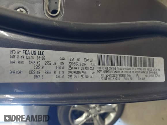 2017 Dodge Journey Crossroad Plus with VIN 3C4PDDGG7HT541655, listed as a IAAI auction lot 43026511 with 104,318 mi miles and . Bid and sale history available at DreamBid. Image 9.