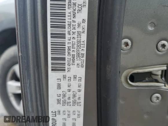 2013 Ram 1500 Tradesman с VIN 1C6RR7FG9DS613309, выставлен на аукционе Copart как лот 57757735 с пробегом 165 196 миль миль и Списание • Salvage title. История ставок и продаж доступна на DreamBid. Изображение 12.