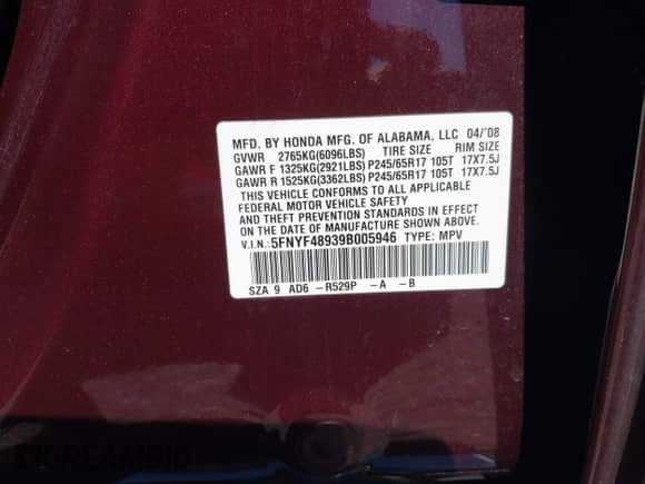 2009 Honda Pilot Touring with VIN 5FNYF48939B005946, listed as a IAAI auction lot 43178572 with 158,130 mi miles and . Bid and sale history available at DreamBid. Image 9.