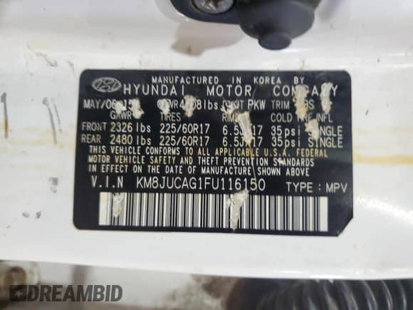 2015 Hyundai Tucson SE z VIN KM8JUCAG1FU116150, wystawiony jako Copart lot #90441195 z przebiegiem 182 115 mil mil oraz Czysty tytuł • Clean title. Historia ofert i sprzedaży dostępna na DreamBid. Obrazek 14.
