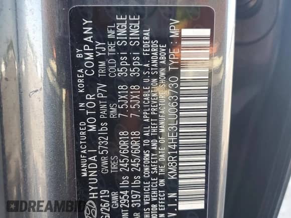 2020 Hyundai Palisade SE с VIN KM8R14HE3LU063730, выставлен на аукционе Copart как лот 59126384 с пробегом 102 511 миль миль и Списание • Salvage title. История ставок и продаж доступна на DreamBid. Изображение 16.