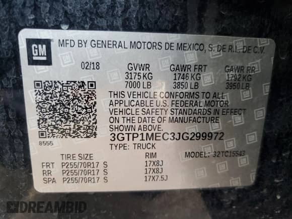 2018 GMC Sierra 1500 SLE z VIN 3GTP1MEC3JG299972, wystawiony jako Copart lot #88490685 z przebiegiem 85 111 mil mil oraz Szkoda całkowita • Salvage title. Historia ofert i sprzedaży dostępna na DreamBid. Obrazek 12.