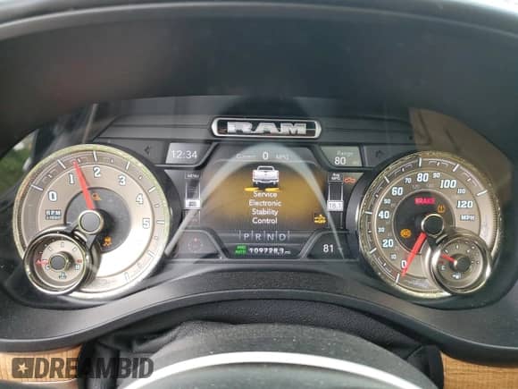 2020 Ram 1500 Longhorn with VIN 1C6SRFKTXLN203355, listed as a Copart auction lot 54517595 with 109,728 mi miles and Salvage title. Bid and sale history available at DreamBid. Image 9.