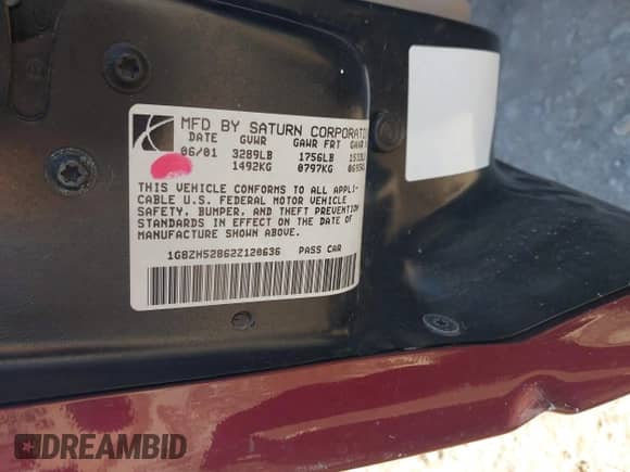 2002 Saturn SL z VIN 1G8ZH52862Z120636, wystawiony jako IAAI lot #43459366 z przebiegiem 73 742 mil mil oraz . Historia ofert i sprzedaży dostępna na DreamBid. Obrazek 9.