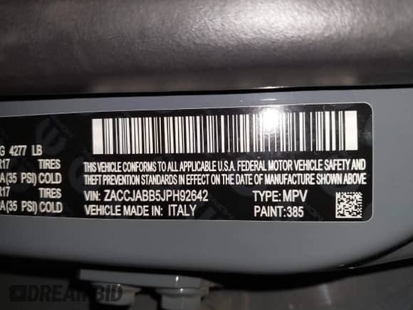 2018 Jeep Renegade Latitude with VIN ZACCJABB5JPH92642, listed as a IAAI auction lot 43253580 with 106,321 mi miles and . Bid and sale history available at DreamBid. Image 9.