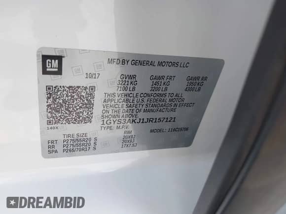 2018 Cadillac Escalade z VIN 1GYS3AKJ1JR157121, wystawiony jako IAAI lot #42236004 z przebiegiem 78 051 mil mil oraz . Historia ofert i sprzedaży dostępna na DreamBid. Obrazek 9.