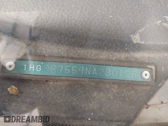 1992 Honda Accord LX с VIN 1HGCB7559NA230126, выставлен на аукционе IAAI как лот 42165373 с пробегом 256 400 миль миль и . История ставок и продаж доступна на DreamBid. Изображение 9.