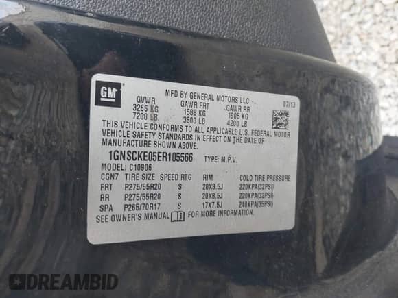 2014 Chevrolet Suburban LTZ с VIN 1GNSCKE05ER105566, выставлен на аукционе IAAI как лот 40762562 с пробегом 191 055 миль миль и . История ставок и продаж доступна на DreamBid. Изображение 9.