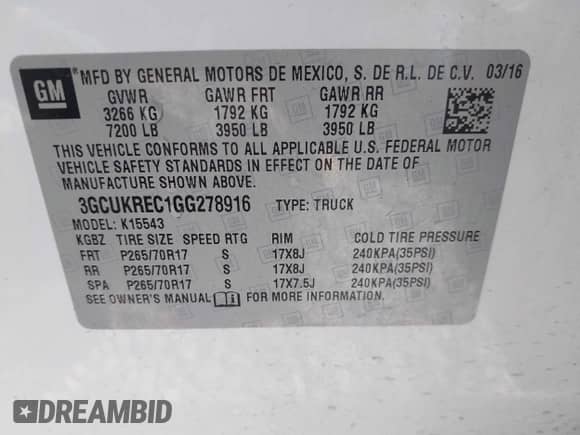 2016 Chevrolet Silverado 1500 LT с VIN 3GCUKREC1GG278916, выставлен на аукционе IAAI как лот 41799147 с пробегом 123 217 миль миль и . История ставок и продаж доступна на DreamBid. Изображение 9.