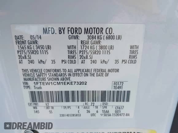 2014 Ford F-150 XL с VIN 1FTEW1CM1EKE73202, выставлен на аукционе IAAI как лот 42911591 с пробегом 77 445 миль миль и . История ставок и продаж доступна на DreamBid. Изображение 9.