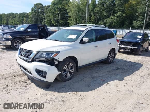 2017 Nissan Pathfinder S with VIN 5N1DR2MN0HC908933, listed as a IAAI auction lot 43088486 with 109,021 mi miles and . Bid and sale history available at DreamBid. Image 2.