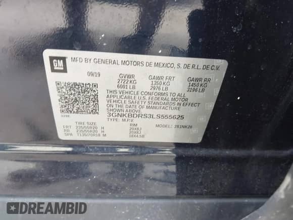 2020 Chevrolet Blazer LT with VIN 3GNKBDRS3LS555625, listed as a IAAI auction lot 42346660 with 68,087 mi miles and . Bid and sale history available at DreamBid. Image 9.