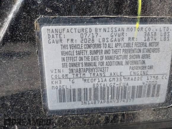 2017 Nissan Sentra SR с VIN 3N1AB7AP8HY374377, выставлен на аукционе IAAI как лот 43248334 с пробегом 58 528 миль миль и . История ставок и продаж доступна на DreamBid. Изображение 9.