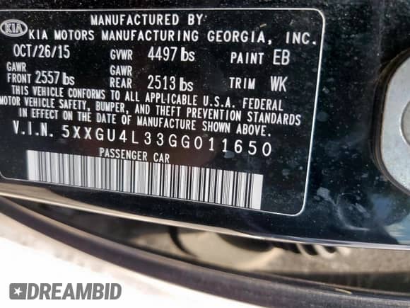 2016 Kia Optima EX z VIN 5XXGU4L33GG011650, wystawiony jako Copart lot #70344885 z przebiegiem 138 076 mil mil oraz Szkoda całkowita • Salvage title. Historia ofert i sprzedaży dostępna na DreamBid. Obrazek 12.