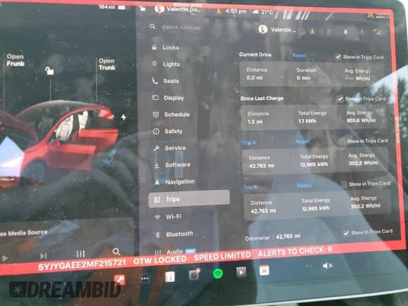 2021 Tesla Model Y Long Range with VIN 5YJYGAEE2MF215721, listed as a Copart auction lot 84570055 with 42,763 mi miles and Salvage title. Bid and sale history available at DreamBid. Image 9.