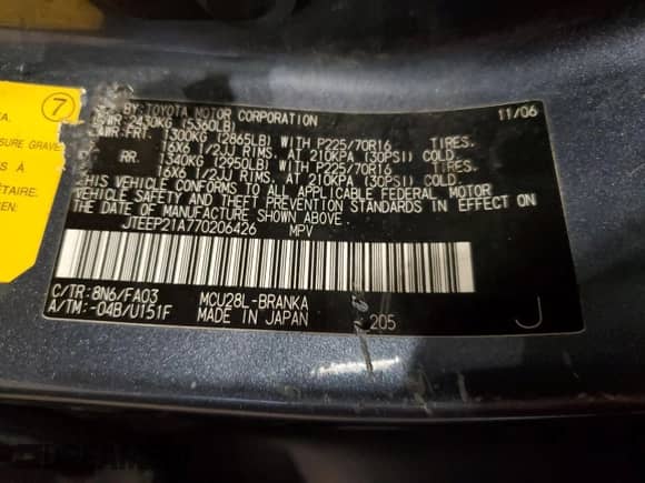 2007 Toyota Highlander Limited z VIN JTEEP21A770206426, wystawiony jako Copart lot #89814385 z przebiegiem 176 210 mil mil oraz Szkoda całkowita • Salvage title. Historia ofert i sprzedaży dostępna na DreamBid. Obrazek 14.