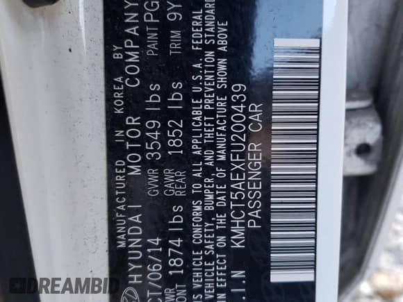 2015 Hyundai Accent GS z VIN KMHCT5AEXFU200439, wystawiony jako Copart lot #71659395 z przebiegiem 167 742 mil mil oraz Szkoda całkowita • Salvage title. Historia ofert i sprzedaży dostępna na DreamBid. Obrazek 12.