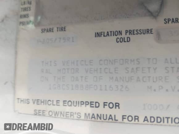 1985 Chevrolet Blazer z VIN 1G8CS18B8F0116326, wystawiony jako IAAI lot #41703286 z przebiegiem 175 000 mil mil oraz . Historia ofert i sprzedaży dostępna na DreamBid. Obrazek 9.