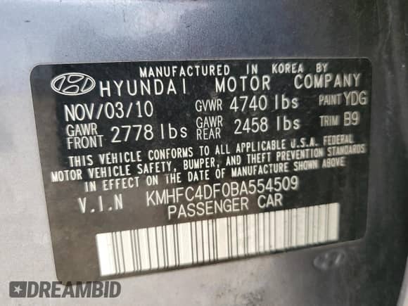 2011 Hyundai Azera Limited с VIN KMHFC4DF0BA554509, выставлен на аукционе Copart как лот 86978224 с пробегом 142 863 миль миль и Списание • Salvage title. История ставок и продаж доступна на DreamBid. Изображение 13.