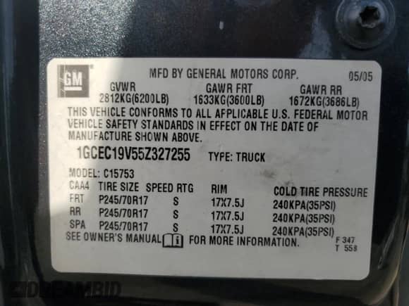 2005 Chevrolet Silverado 1500 Work Truck z VIN 1GCEC19V55Z327255, wystawiony jako Copart lot #71475115 z przebiegiem 211 799 mil mil oraz Szkoda całkowita • Salvage title. Historia ofert i sprzedaży dostępna na DreamBid. Obrazek 13.