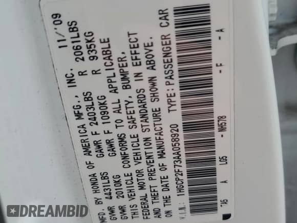 2010 Honda Accord EX с VIN 1HGCP2F73AA058920, выставлен на аукционе Copart как лот 80899835 с пробегом 148 676 миль миль и Списание • Salvage title. История ставок и продаж доступна на DreamBid. Изображение 12.