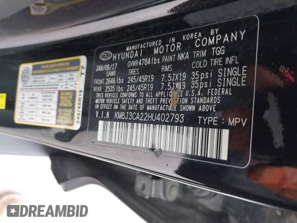 2017 Hyundai Tucson Sport с VIN KM8J3CA22HU402793, выставлен на аукционе IAAI как лот 42183182 с пробегом 129 481 миль миль и . История ставок и продаж доступна на DreamBid. Изображение 9.