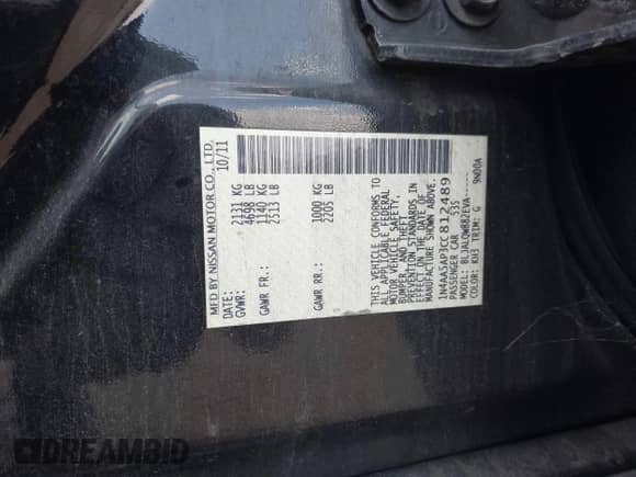 2012 Nissan Maxima SV с VIN 1N4AA5AP3CC812489, выставлен на аукционе IAAI как лот 42971569 с пробегом Не указан миль и . История ставок и продаж доступна на DreamBid. Изображение 9.