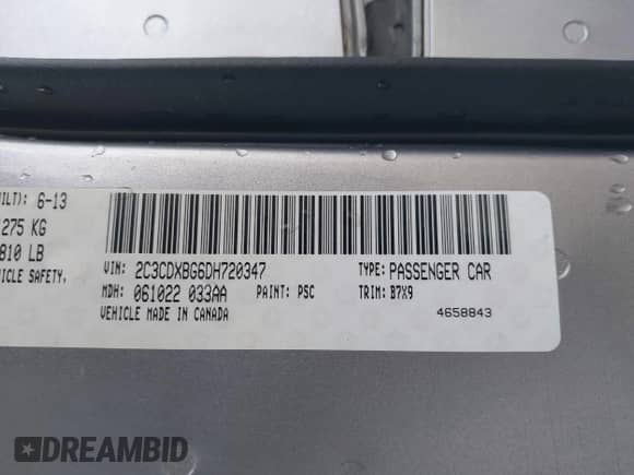 2013 Dodge Charger SE с VIN 2C3CDXBG6DH720347, выставлен на аукционе IAAI как лот 43301985 с пробегом 206 442 миль миль и . История ставок и продаж доступна на DreamBid. Изображение 9.