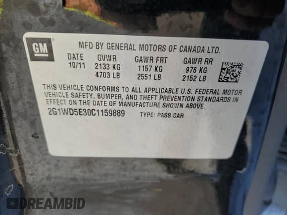 2012 Chevrolet Impala Police Police with VIN 2G1WD5E30C1159889, listed as a Copart auction lot 44511175 with 122,914 mi miles and Salvage title. Bid and sale history available at DreamBid. Image 14.