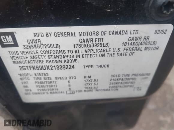 2002 GMC Sierra 1500 Denali z VIN 2GTFK69UX21339224, wystawiony jako IAAI lot #43264760 z przebiegiem 240 363 mil mil oraz . Historia ofert i sprzedaży dostępna na DreamBid. Obrazek 9.