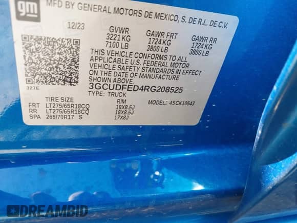 2024 Chevrolet Silverado 1500 LT Trail Boss z VIN 3GCUDFED4RG208525, wystawiony jako IAAI lot #42239130 z przebiegiem 22 472 mil mil oraz . Historia ofert i sprzedaży dostępna na DreamBid. Obrazek 9.
