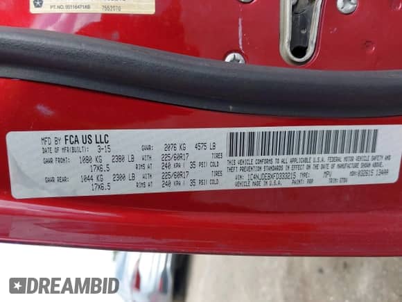 2015 Jeep Compass High Altitude с VIN 1C4NJDEBXFD333215, выставлен на аукционе IAAI как лот 43109330 с пробегом 134 246 миль миль и . История ставок и продаж доступна на DreamBid. Изображение 9.