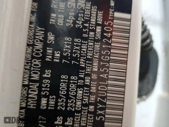 2018 Hyundai Santa Fe 2.0T с VIN 5XYZUDLA5JG512405, выставлен на аукционе Copart как лот 80729765 с пробегом 119 825 миль миль и Списание • Salvage title. История ставок и продаж доступна на DreamBid. Изображение 14.