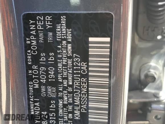 2024 Hyundai Elantra с VIN KMLHM4DJ7RU111237, выставлен на аукционе Copart как лот 67406614 с пробегом 28 миль миль и Списание • Salvage title. История ставок и продаж доступна на DreamBid. Изображение 13.