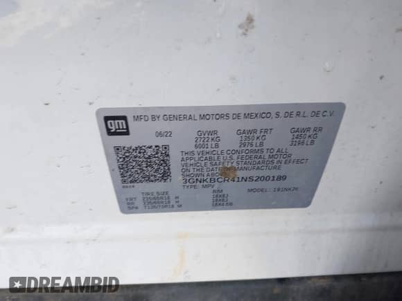 2022 Chevrolet Blazer LT с VIN 3GNKBCR41NS200189, выставлен на аукционе IAAI как лот 42720418 с пробегом 161 135 миль миль и . История ставок и продаж доступна на DreamBid. Изображение 9.