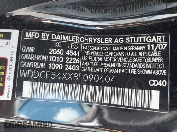 2008 Mercedes-Benz C 300 Sport с VIN WDDGF54XX8F090404, выставлен на аукционе IAAI как лот 43510673 с пробегом 89 848 миль миль и . История ставок и продаж доступна на DreamBid. Изображение 9.