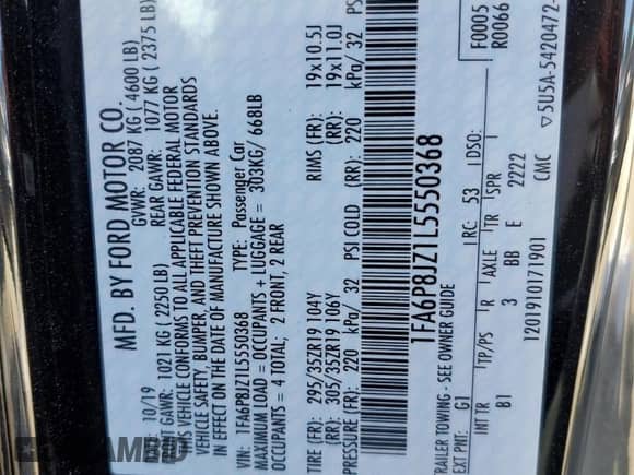 2020 Ford Mustang Shelby GT350 with VIN 1FA6P8JZ1L5550368, listed as a Copart auction lot 87513355 with 8,466 mi miles and Salvage title. Bid and sale history available at DreamBid. Image 13.