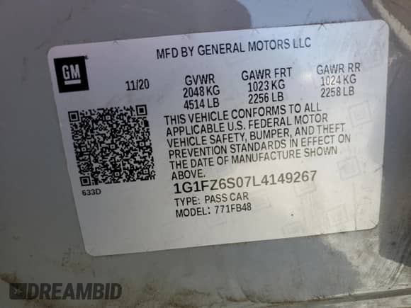 2020 Chevrolet Bolt EV Premier z VIN 1G1FZ6S07L4149267, wystawiony jako Copart lot #59542713 z przebiegiem 19 750 mil mil oraz . Historia ofert i sprzedaży dostępna na DreamBid. Obrazek 14.