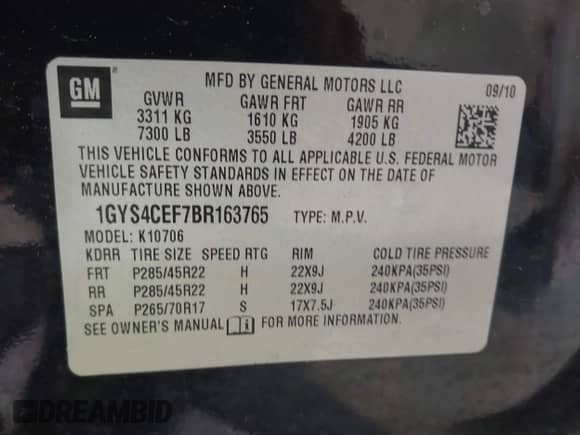 2011 Cadillac Escalade Premium с VIN 1GYS4CEF7BR163765, выставлен на аукционе IAAI как лот 43037236 с пробегом 223 335 миль миль и . История ставок и продаж доступна на DreamBid. Изображение 9.