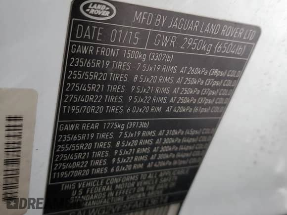 2015 Land Rover Range Rover Sport HSE с VIN SALWG2VF5FA613614, выставлен на аукционе Copart как лот 64055755 с пробегом 140 168 миль миль и Списание • Salvage title. История ставок и продаж доступна на DreamBid. Изображение 13.