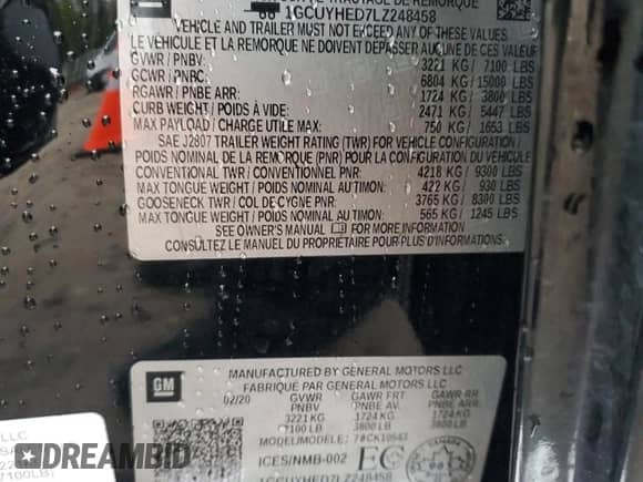 2020 Chevrolet Silverado 1500 High Country z VIN 1GCUYHED7LZ248458, wystawiony jako Copart lot #44598785 z przebiegiem 91 793 mil mil oraz Szkoda całkowita • Salvage title. Historia ofert i sprzedaży dostępna na DreamBid. Obrazek 12.