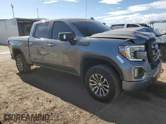 2021 GMC Sierra 1500 AT4 with VIN 1GTP9EELXMZ183235, listed as a Copart auction lot 80099855 with 53,432 mi miles and Salvage title. Bid and sale history available at DreamBid. Image 4.