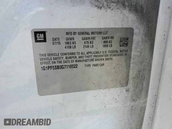 2016 Chevrolet Cruze LT с VIN 1G1PF5SB0G7118522, выставлен на аукционе Copart как лот 71497135 с пробегом 119 278 миль миль и Списание • Salvage title. История ставок и продаж доступна на DreamBid. Изображение 13.