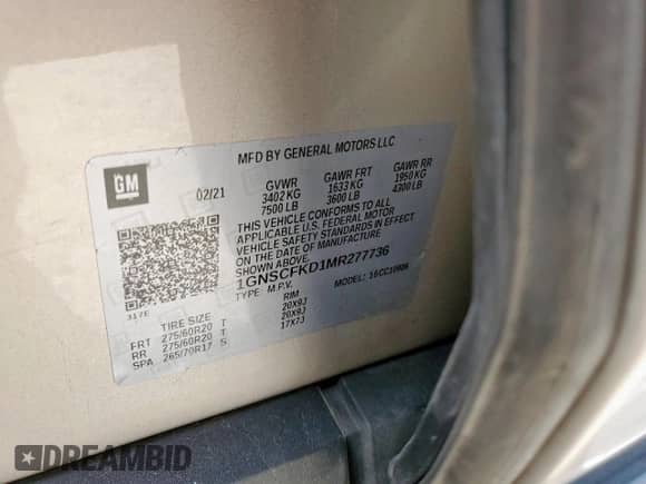 2021 Chevrolet Suburban Premier с VIN 1GNSCFKD1MR277736, выставлен на аукционе Copart как лот 61593645 с пробегом 140 830 миль миль и Списание • Salvage title. История ставок и продаж доступна на DreamBid. Изображение 13.