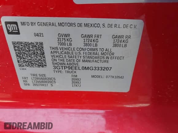 2021 GMC Sierra 1500 AT4 с VIN 3GTP9EEL0MG333207, выставлен на аукционе IAAI как лот 42581264 с пробегом 64 547 миль миль и . История ставок и продаж доступна на DreamBid. Изображение 9.