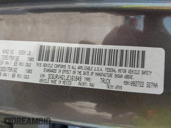 2018 Ram ProMaster Cargo с VIN 3C6URVHG1JE161849, выставлен на аукционе IAAI как лот 42766699 с пробегом 86 431 миль миль и . История ставок и продаж доступна на DreamBid. Изображение 9.