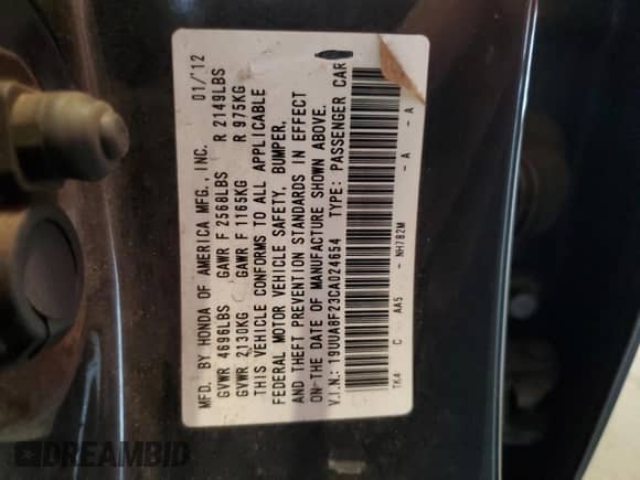 2012 Acura TL Auto с VIN 19UUA8F23CA024654, выставлен на аукционе Copart как лот 81340405 с пробегом 200 525 миль миль и Списание • Salvage title. История ставок и продаж доступна на DreamBid. Изображение 12.