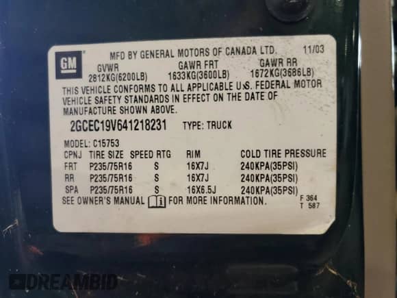 2004 Chevrolet Silverado 1500 with VIN 2GCEC19V641218231, listed as a Copart auction lot 86145154 with 56,266 mi miles and Clean title. Bid and sale history available at DreamBid. Image 12.