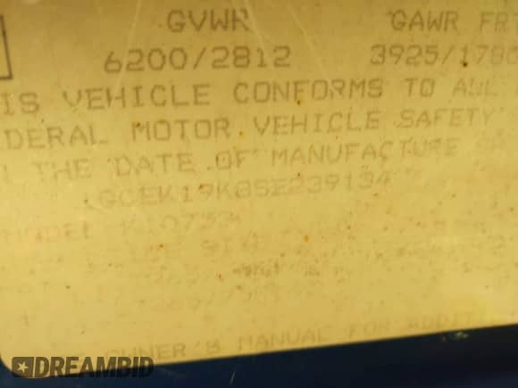 1995 Chevrolet Silverado 1500 with VIN 1GCEK19K8SE239134, listed as a IAAI auction lot 43531159 with 246,479 mi miles and . Bid and sale history available at DreamBid. Image 9.